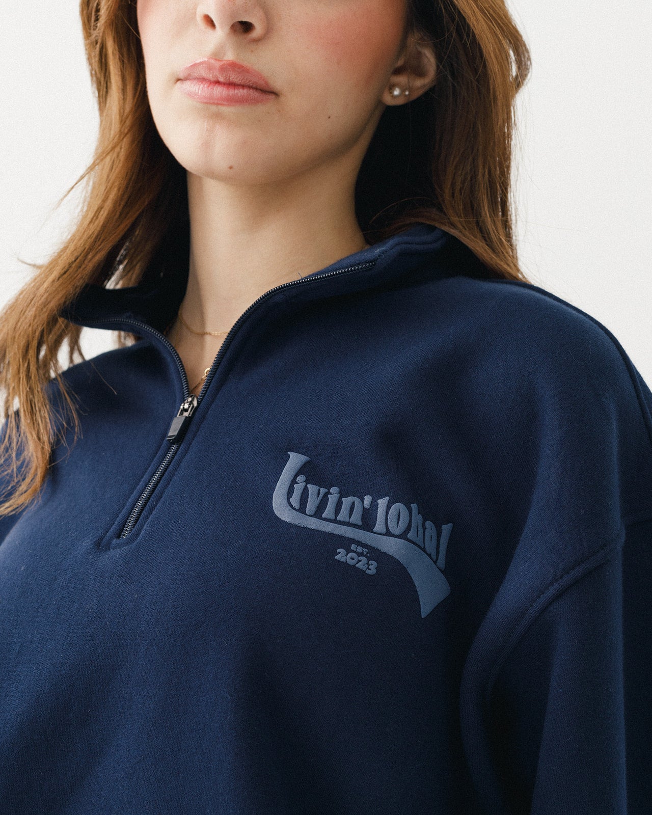 Livin' Lokal Quarter Zip Puff Print (True Blue)