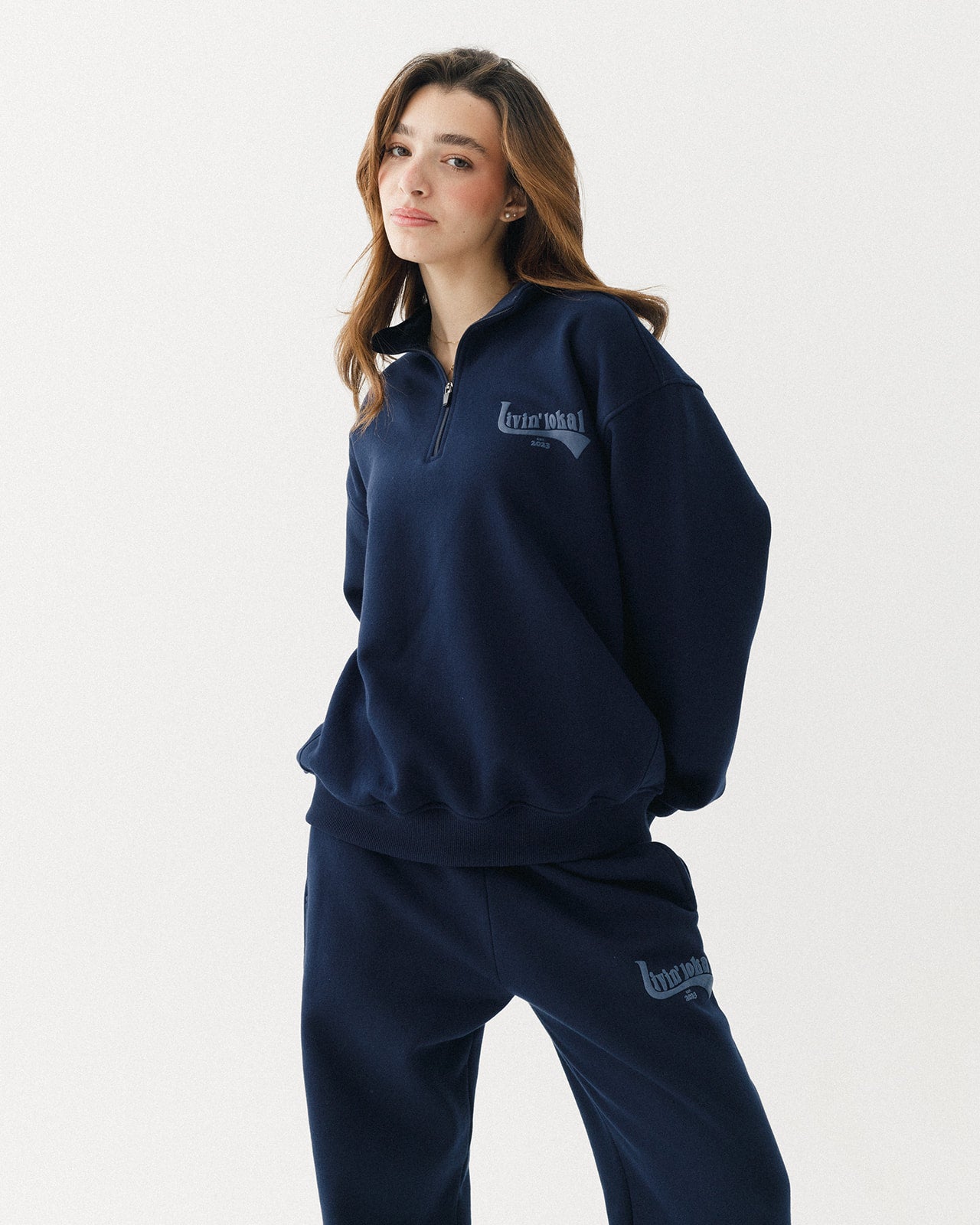 Livin' Lokal Quarter Zip Puff Print (True Blue)