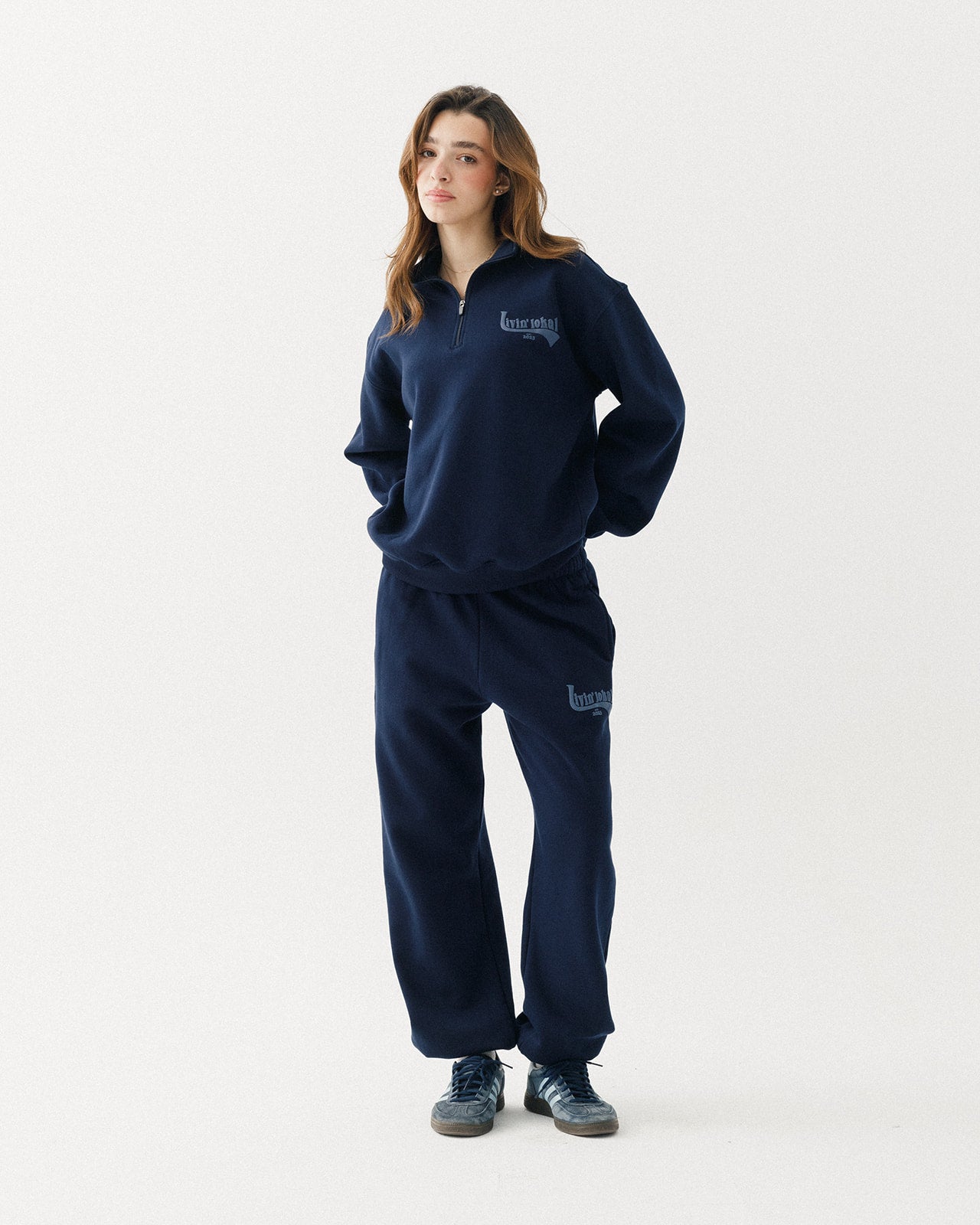 Livin' Lokal Puff Print Cuffed Sweatpants (All Navy)