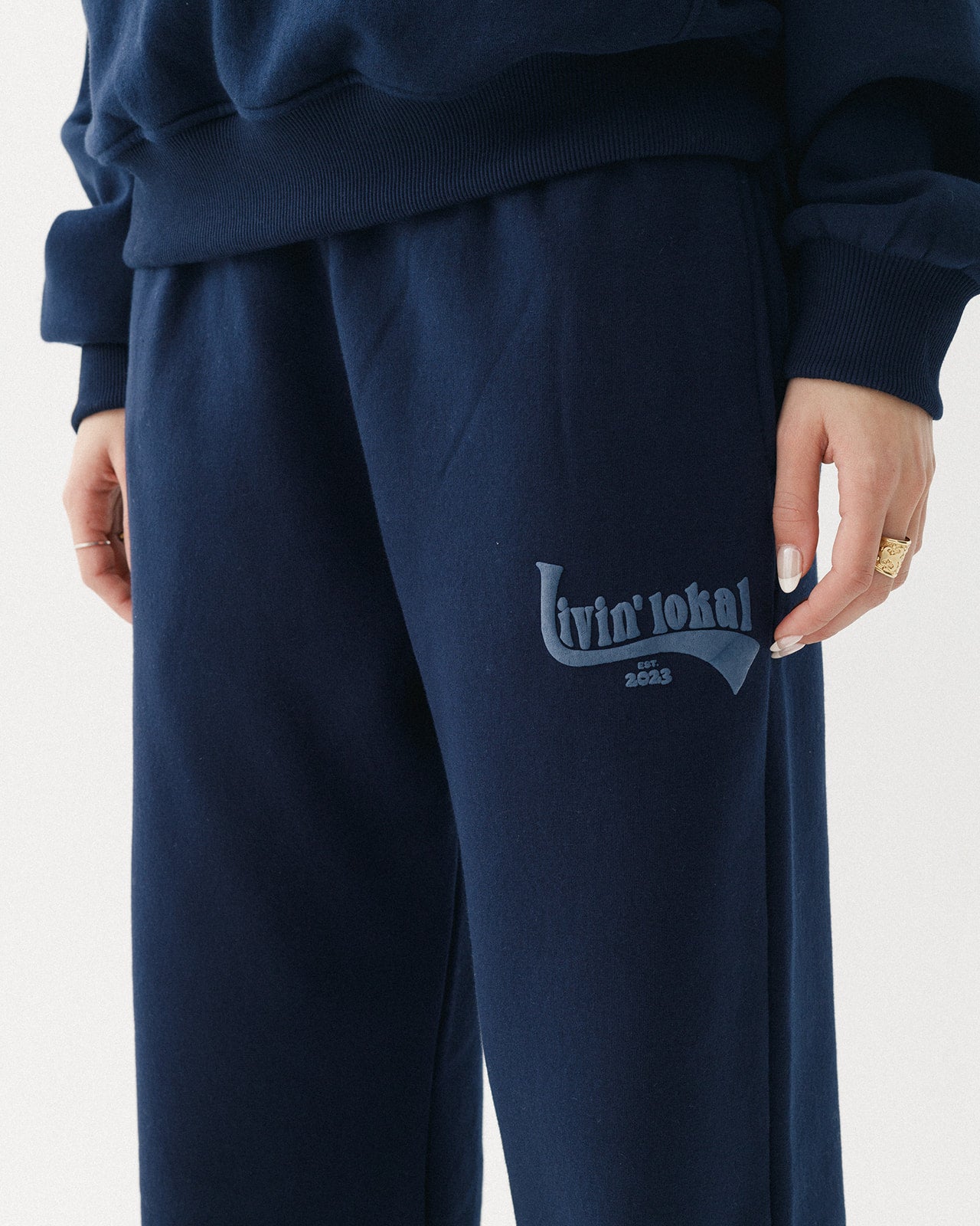 Livin' Lokal Puff Print Cuffed Sweatpants (All Navy)