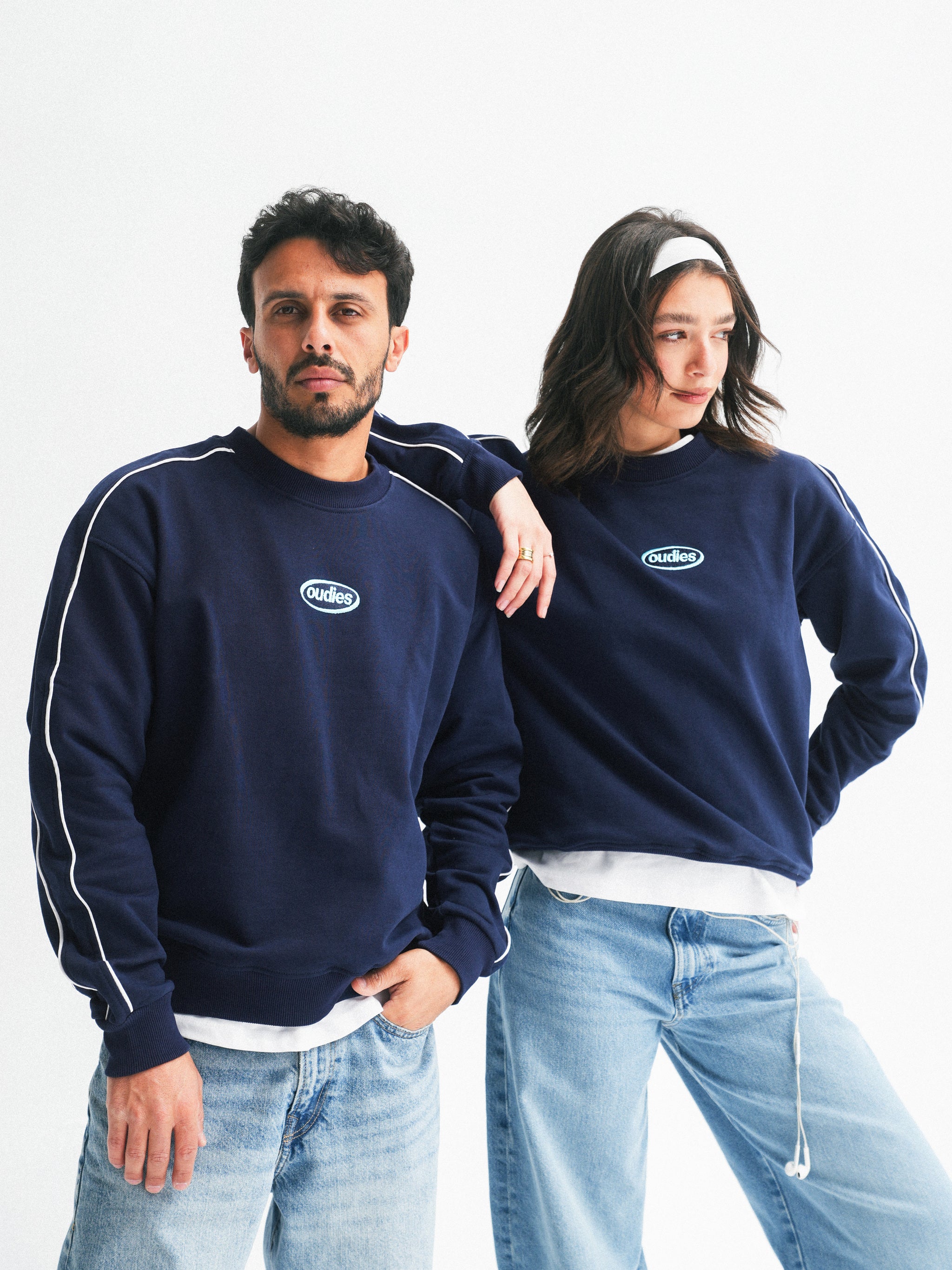 Track Lined Crew (Navy)