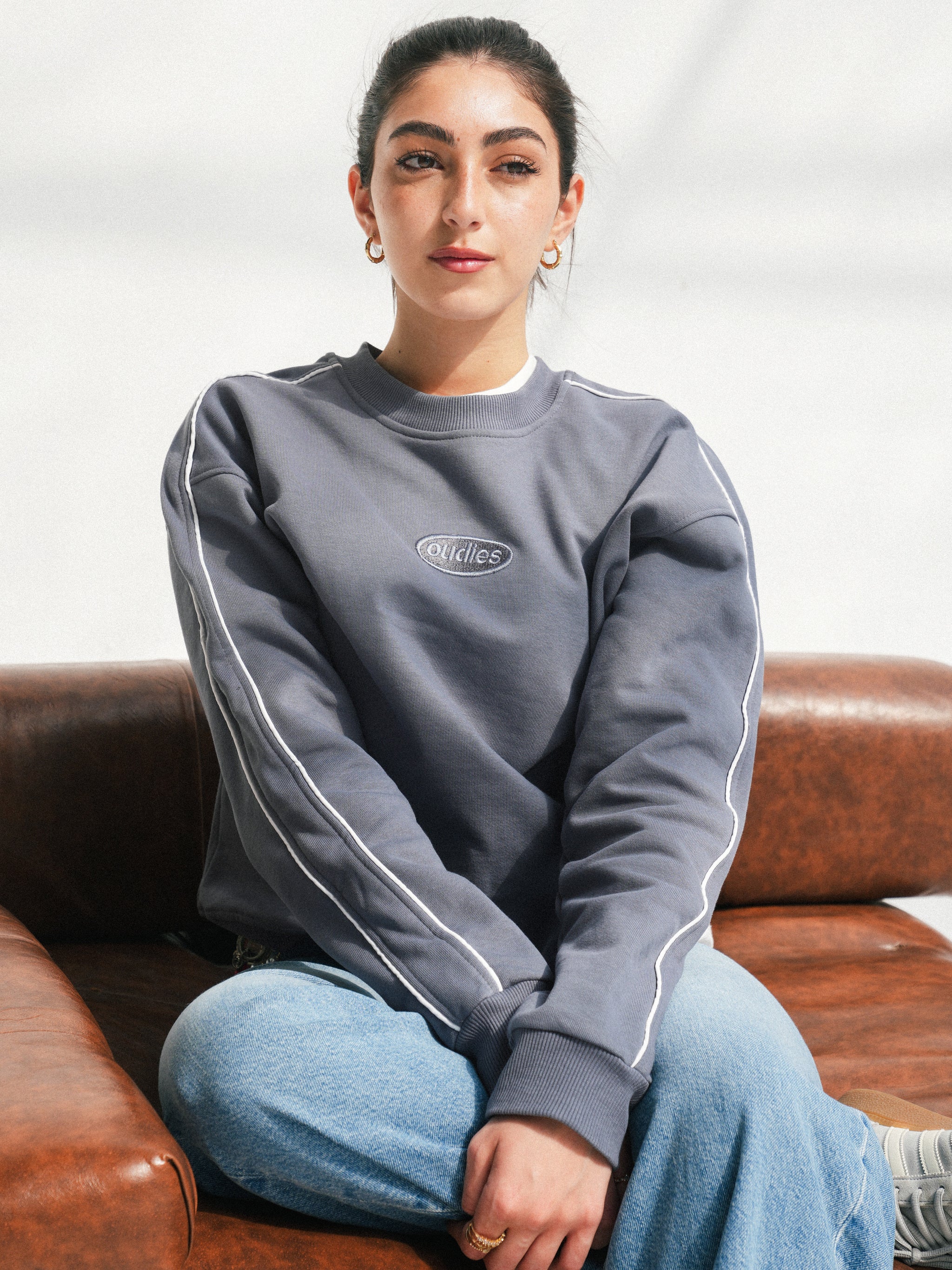 Track Lined Crew (Grey)