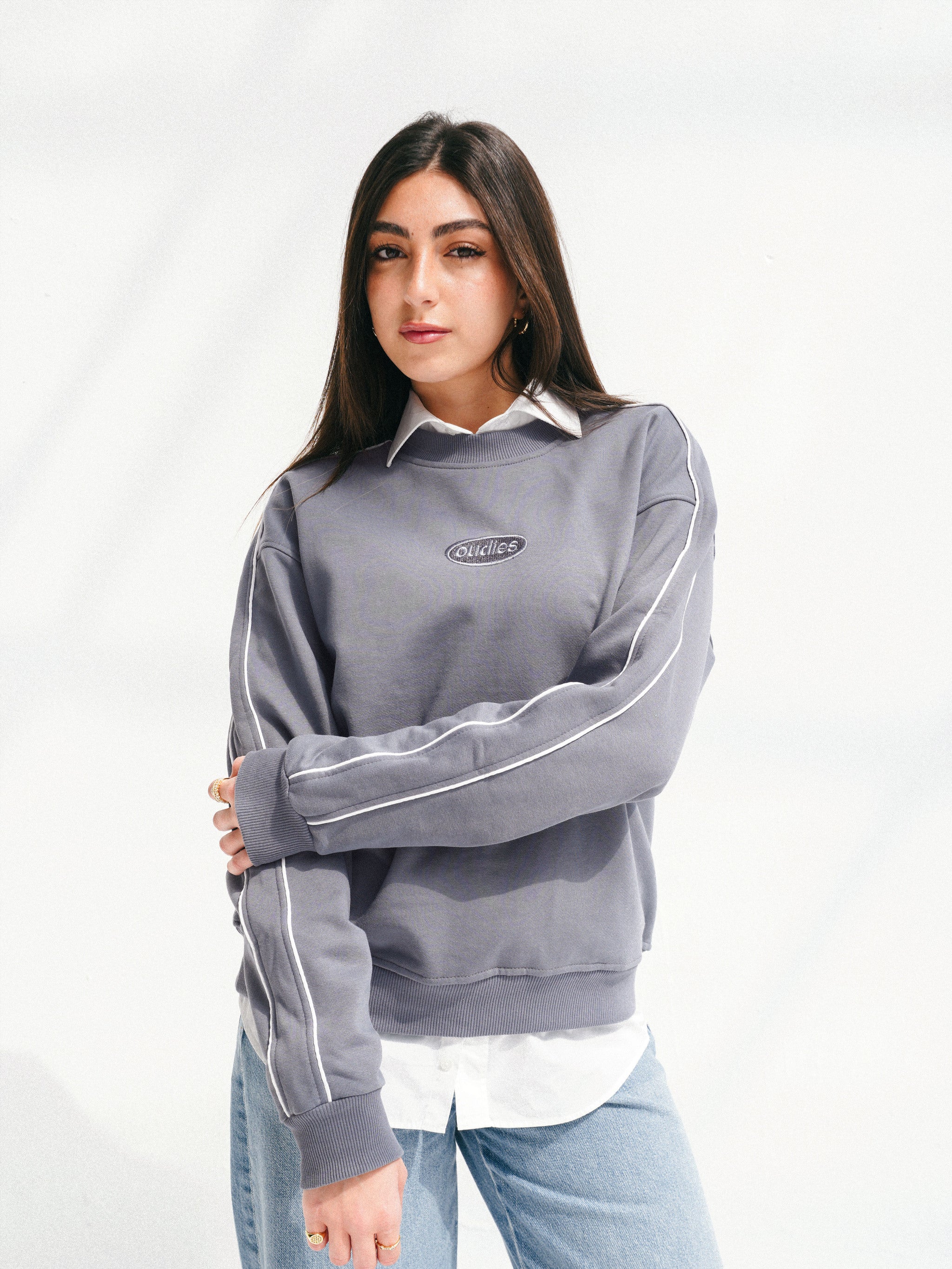 Track Lined Crew (Grey)