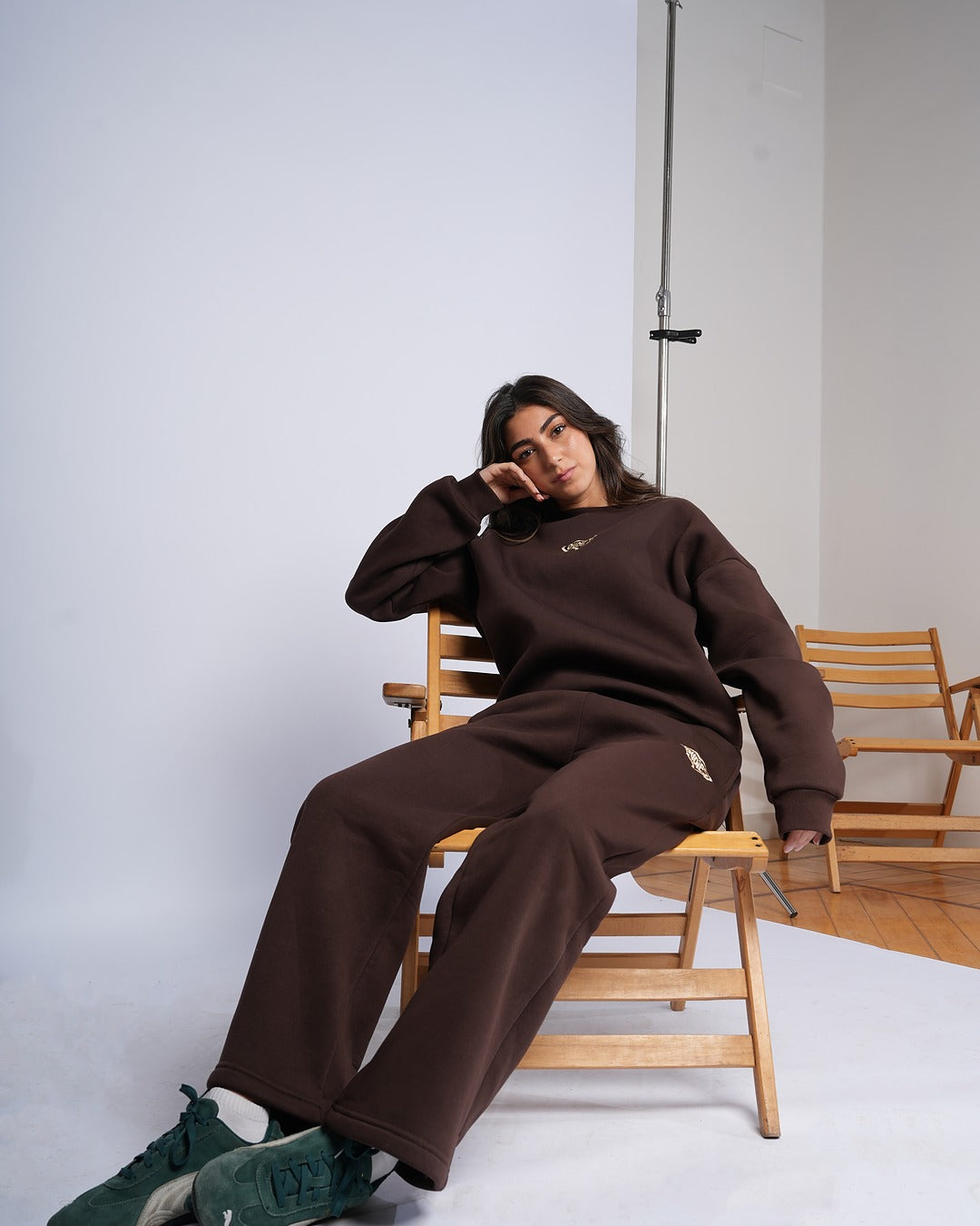 Heart Embroidered Sweatpants (Brown)