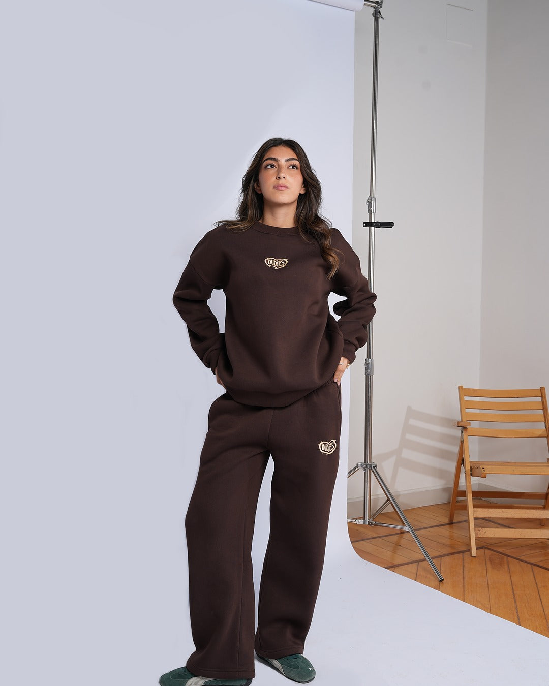 Heart Embroidered Sweatpants (Brown)