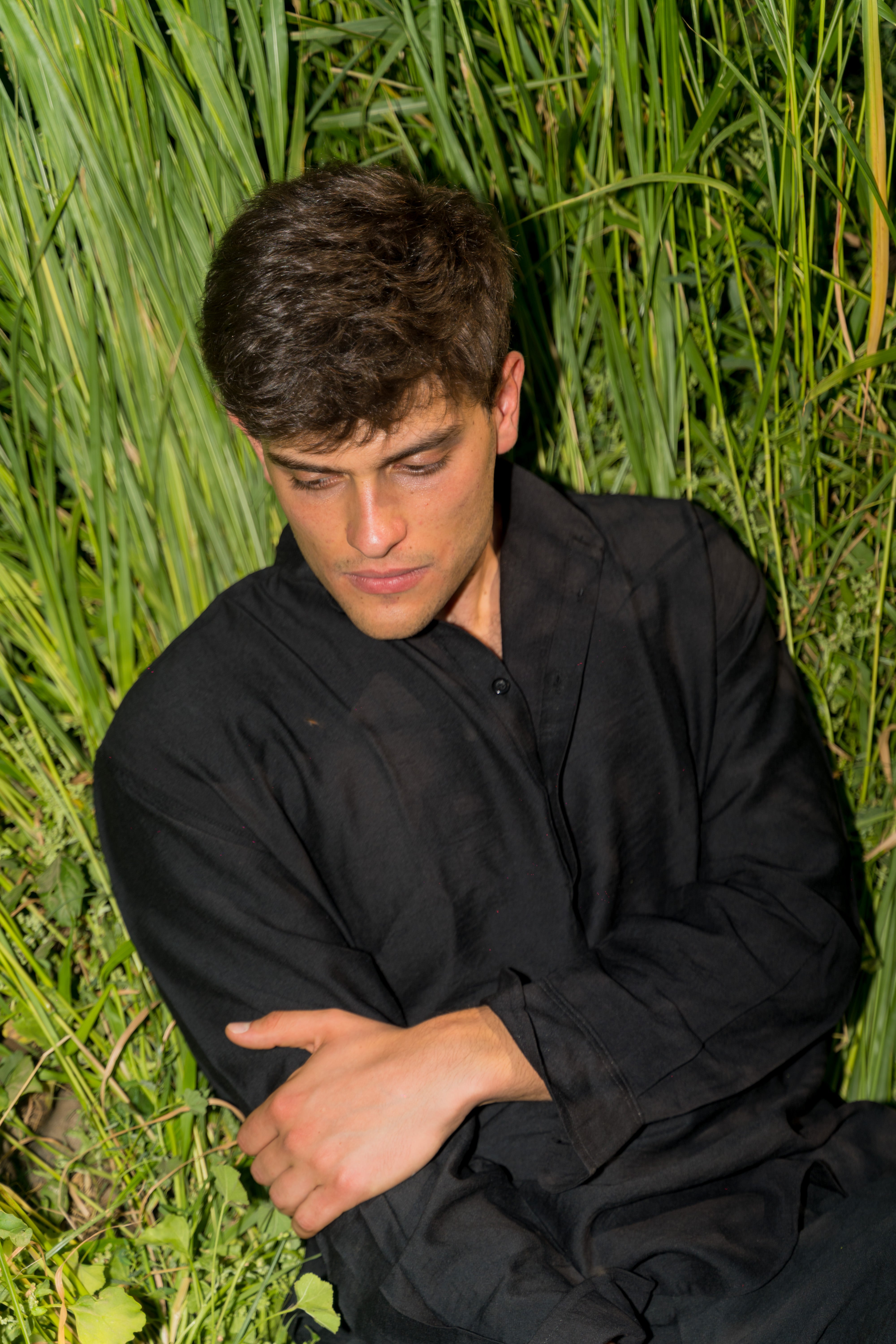 Mens Linen Shirt/Shorts (Black)